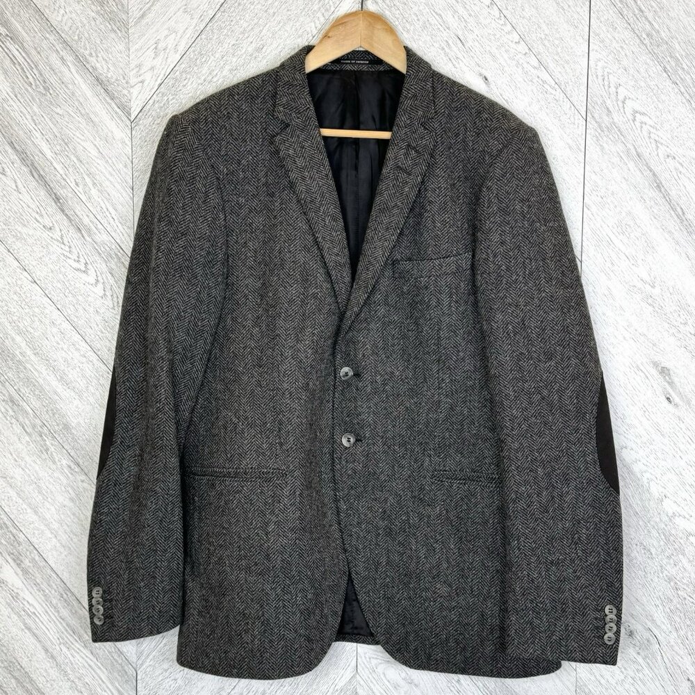 Tiger of Sweden Blazer Sport Coat Jacket US Size 44 Gray Wool Tweed Herringbone